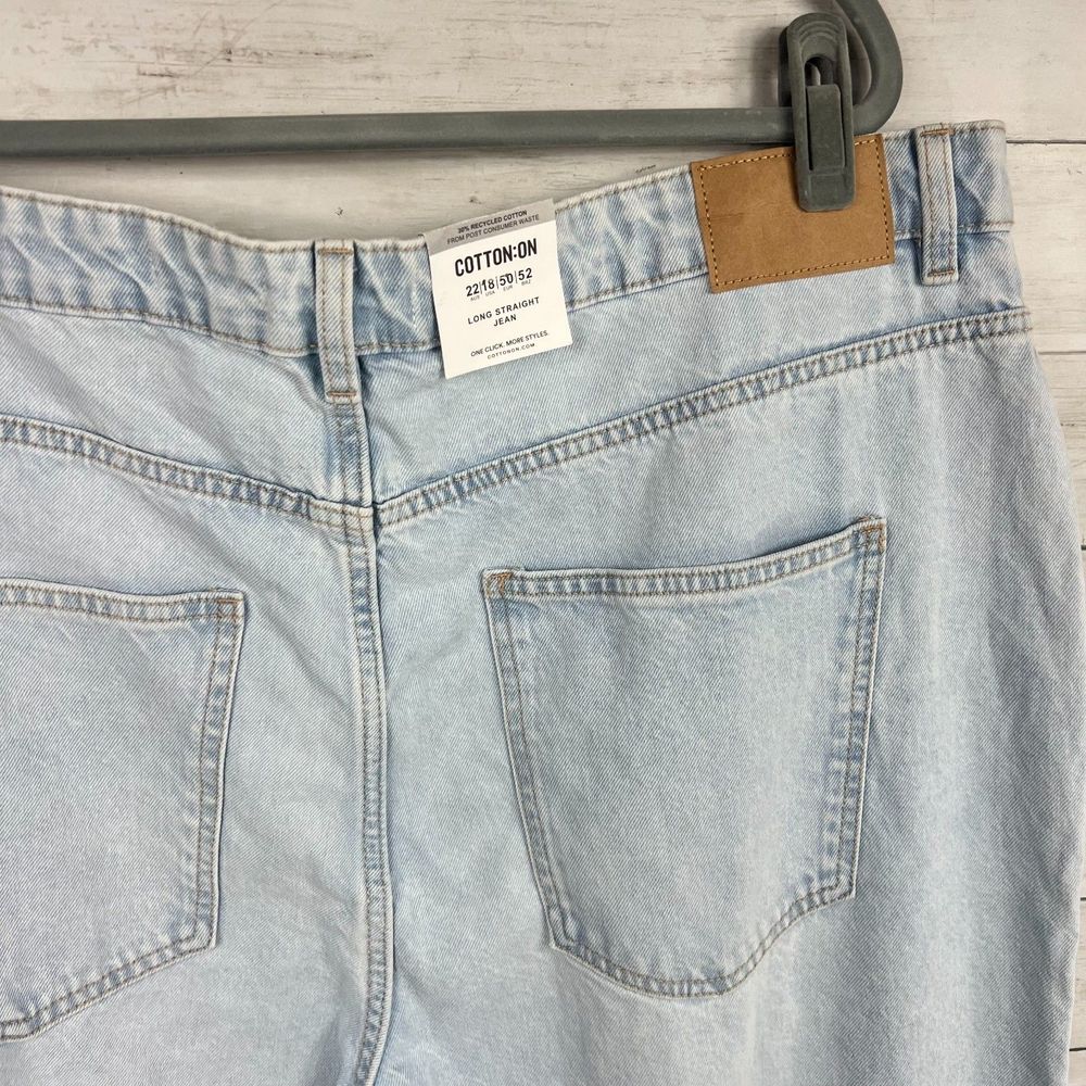 Cotton On Light Wash Distressed Long Straight Jeans - Picture 4 of 5